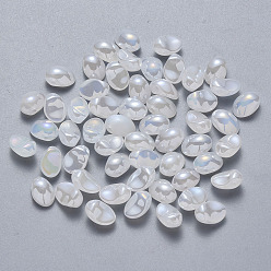 White Spray Painted Imitation Jade Glass Charms, AB Color Plated, Oval, White, 8.5x6x4.5mm, Hole: 1mm