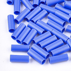 Blue Rubber Beads, Tube, Blue, 12~12.5x4~4.5mm, Hole: 3mm, about 4000pcs/500g