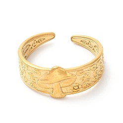 Золотой Ионное покрытие (ip) 304 грибовидное открытое манжетное кольцо из нержавеющей стали для женщин, золотые, внутренний диаметр: 18 мм