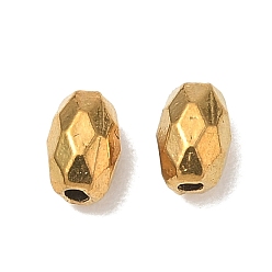 Real 18K Gold Plated 304 Stainless Steel Beads, Faceted, Rice, Ion Plating(IP), Real 18K Gold Plated, 6.5x4mm, Hole: 1.4mm