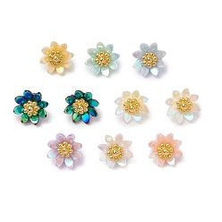 Золотой Модные прелести, цветок, с литым пестиком, золотые, 9x7 мм, отверстие : 1.6 мм