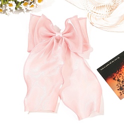 Бледно-Розовый Тканевые заколки для волос с длинным бантом, аксессуары для волос для женщин и девочек, розовый жемчуг, 290x165 мм