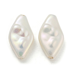 Weiß Perlenimitat aus ABS-Kunststoff, ab Farbe plattiert, Karo, weiß, 16.5x9x4 mm, Bohrung: 1.6 mm