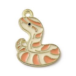 Змея Золотили эмали сплава подвески, прелести животных, змея, 23x17x1.5 мм, отверстие : 1.8 мм