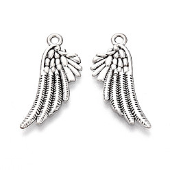 Античное Серебро Сплавочные подвески тибетского стиля, крылатые прелести, без кадмия и без свинца, античное серебро, 29x11x1.5 мм, отверстие : 1.8 мм