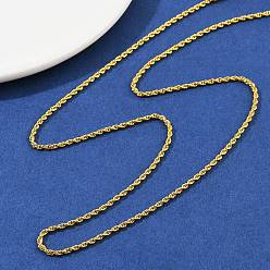 Золотой 2мм латунные веревочные цепочки ожерелья для женщин и мужчин, золотые, 22.01 дюйм (55.9 см)