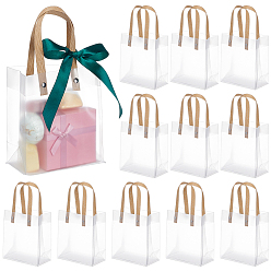 Прозрачный Прямоугольные пластиковые сумки для хранения, прозрачные упаковочные пакеты с зеленой шелковой лентой, прозрачные, 24.1x13.1x0.75 см, развернуть: 24.5x13.1x7 см