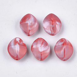 Tomato Acrylic Beads, Imitation Gemstone Style, Two Tone, Horse Eye, Tomato, 16x13x7.5mm, Hole: 1.6mm, about 745pcs/500g
