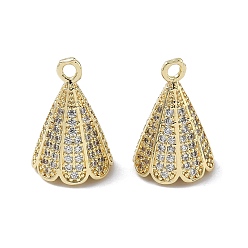 Настоящее золото 18K Латунные микро проложить кубического циркония подвески, конус прелести, без кадмия и без свинца, долговечный, стойки покрытие, реальный 18 k позолоченный, 18x12x11.5 мм, отверстие : 1.6 мм