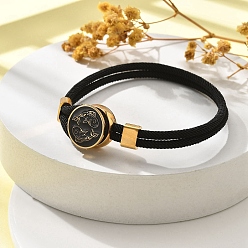 Рыбы Созвездие нейлоновые шнуры многорядные браслеты, двойная цепочка ювелирные изделия для женщин и мужчин, с золотой латунной фурнитурой и эмалевым шармом, Рыбы, 8 дюйм (20.3 см)