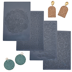 Черный Наборы биговальных пластин из полипропилена, для самостоятельного изготовления глины, прямоугольные, чёрные, 148x99x2 мм, 4 шт / комплект