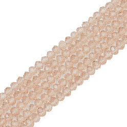 Tan Glass Beads Strands, Faceted, Rondelle, Tan, 4x3mm, Hole: 0.9mm, about 123~127pcs/strand, 16.5~16.9 inch(42~43cm)