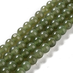 Nephrite Jade Натуральный нефритовый нефрит/нити из нефритовых бусин, круглые, 6 мм, отверстие : 0.7~0.8 мм, около 108~109 шт / нитка, 24.09''~24.61'' (61.2~62.5 см)
