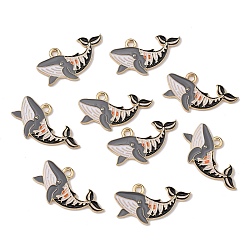 Гейнсборо Подвески из эмали и сплава, Хэллоуин тема, подвески в форме скелета кита, светло-серые, 15.5x27.5x1.5 мм, отверстие : 2 мм