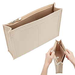 пшеница Органайзер для сумочки из шерстяного фетра, мини-формирователь сумок премиум-класса из фетра, аксессуары для сумок, с металлической застежкой-молнией и люверсом, прямоугольные, цвет пшеницы, 16x22x5.5 см