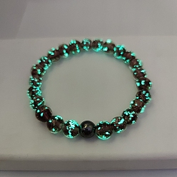 Фиолетовый Светящиеся стеклянные браслеты-растяжки, круглые, фиолетовые, 7-1/2 дюйм (19 см)