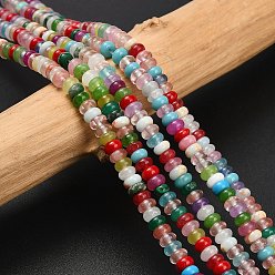 (52) Непрозрачная лаванда Бусины из натурального белого нефрита, окрашенные, рондель, разноцветные, 4x1.5 мм, отверстие : 0.7 мм, около 155 шт / нитка, 14.96'' (38 см)