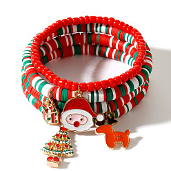(52) Непрозрачная лаванда Рождество 304 Рождественская елка и олени из нержавеющей стали с эмалированным покрытием, а также подарочные браслеты, Набор украшений из полимерной глины и смолы для женщин., разноцветные, регулируемый