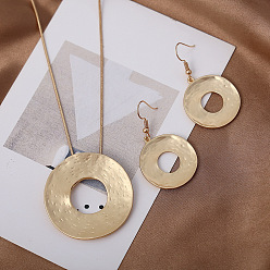 Золотой Комплекты из сплава серег и ожерелий с подвесками для женщин, кольцо, золотые, ожерелья: 17.72 дюйм (45 см)