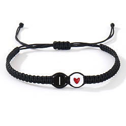 Letter I 304 Браслеты из плетеных бусин с буквами алфавита из нержавеющей стали, Регулируемые украшения из плетеного нейлонового шнура для женщин и мужчин, белые, Буква "i", 11.02 дюйм (28 см)