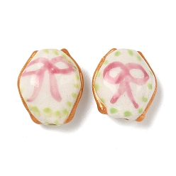 Bowknot Фарфоровые бусины ручной работы, бусины ручной работы, с эмалью, бантом, 15~16x12~14x7~8 мм, отверстие : 1.2~1.8 мм