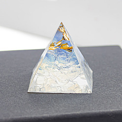 Опал Украшение дисплея пирамиды из смолы, статуэтки с опалитовой крошкой внутри для украшения рабочего стола домашнего офиса, 30 мм