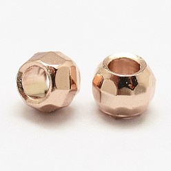 Rose Gold Brass Spacer Beads, Rondelle, Lead Free & Nickel Free & Cadmium Free, Rose Gold, 3x2mm, Hole: 1.5mm