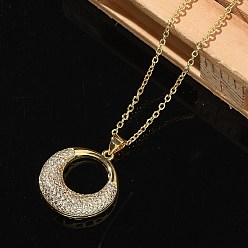 Луна Ожерелья с подвеской из латуни с микропаве и кубическим цирконием для женщин, реальный 18 k позолоченный, луна, 18.15 дюйм (46.1 см), Кулон : 23.5x21 мм