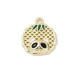 Золотой Сплав эмали прелести, без кадмия, без никеля и без свинца, плоская круглая с подвеской в виде панды, стойки покрытие, золотые, 13.5x7x3 мм, отверстие : 1.2 мм