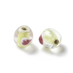 Желтый Бусины ручной работы золотой фольги стекла, разнообразные, желтые, 12~13x10~11 мм, отверстие : 2 мм