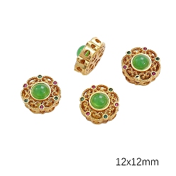 Цветок Подвески кошачий глаз, с латунной фурнитурой , матовый золотой цвет, цветок, 12 мм