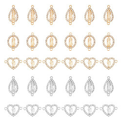 Кристалл 50 шт 5 стили религия сплав соединительные подвески, с кристально горный хрусталь, смешанные звенья с девственным узором, платиной и золотом, 23~24.5x12~15x2 мм, отверстие : 1.6~1.8 мм, 10 шт / стиль