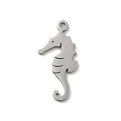 Sea Horse Не тускнеющие 201 подвески из нержавеющей стали, лазерная резка, цвет нержавеющей стали, морской конек, 16x8x1 мм, отверстие : 1 мм