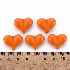 Coral Opaque Acrylic Beads, Heart, Coral, 17x22x10mm, Hole: 1.4mm, about 255pcs/500g