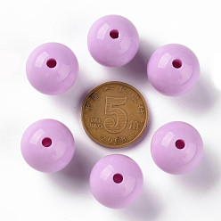 Violet Opaque Acrylic Beads, Round, Violet, 16x15mm, Hole: 2.8mm, about 220pcs/500g