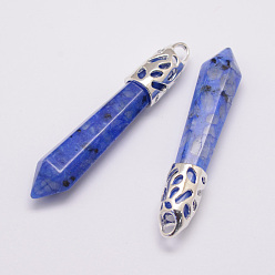 Далматинских Джаспер Натуральный ялмальдальмский яшмак с большими остроконечными подвесками, со сплавочной фурнитурой, пуля, платина, 57~63x13x10 мм, отверстие : 3x4 мм
