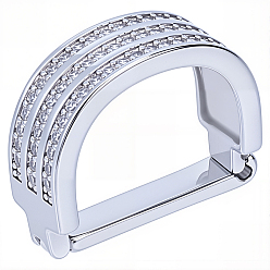 Платина Зажимы для галстука из цинкового сплава с прозрачным кубическим цирконием, г-образный, платина, 21x26x8.5 мм, отверстие : 17x21 мм