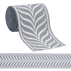 Темно-Серый Полиэфирная жаккардовая лента в виде листьев, аксессуары для одежды, украшение занавеса, темно-серый, 3-3/8 дюйм (86 мм), около 5.36~5.47 ярдов (4.9~5 м) / мешок