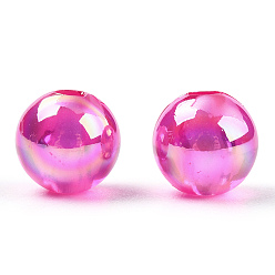 Camellia Transparent Acrylic Beads, AB Colors Plated, Round, Camellia, 10mm, Hole: 1.8mm, about 950pcs/500g