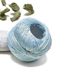 Небесно-голубой Хлопковые волокна пряжа для вязания с пайетками, для одежды шарфы свитера шали шапки, голубой, 1 мм