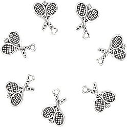 Античное Серебро 80 подвески из цинкового сплава в тибетском стиле, спортивные амулеты, без свинца и без кадмия, теннисная ракетка, античное серебро, 20x14x3 мм, отверстие : 2 мм