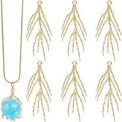 Золотой 10 латунные подвески шт., филиал, золотой свет, 40~41x17~20.5x1.5~2 мм, отверстие : 1.2~1.4 мм