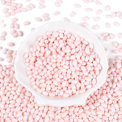 Розовый Выпечка краска стеклянные бусины, овальные, туманная роза, 7x4~4.5 мм, отверстие : 0.9 мм, Около 2500 шт / фунт