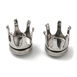 Stainless Steel Color Tarnish Resistant 304 Stainless Steel Clip-on Earring Finding, with Magnet, Crown Claw Tray Setting, Stainless Steel Color, 7.5x7x8mm, Inner Diameter: 5.5mm