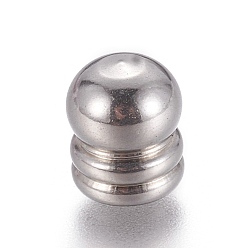 Stainless Steel Color Tarnish Resistant 202 Stainless Steel Cord Ends, End Caps, Stainless Steel Color, 8x7mm, Inner Diameter: 5mm