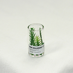 Зеленый Пластиковые украшения для дома бонсай, со стеклянной бутылкой, для кукольного домика, зелёные, 12x23 мм