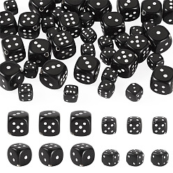 Noir 40pcs 2 styles de perles acryliques, dés, noir, 10~12.5x10.5~12.5x10~12.5mm, Trou: 1.2~2mm, 20 pcs / style