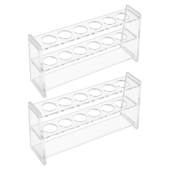 Прозрачный 6 Многофункциональные стеллажи для демонстрации изделий из цилиндрических трубчатых конструкций с отверстиями из стекла, лабораторные принадлежности, прямоугольные, прозрачные, 49x180x90 мм, внутренний диаметр: 21 мм