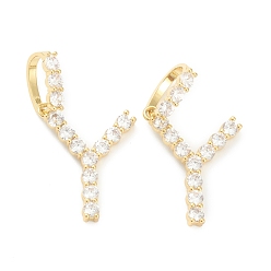 Letter Y Латунные микропаве прозрачные подвески с фианитом, реальный 18 k позолоченный, буквы, letter.y, 19~22.5x10.5~20x2.5 мм, отверстие : 9.5x6 мм