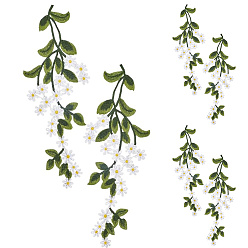 Темно-Зеленый 4пары приклеивают утюгом цветочные лоскуты на ткань, аппликации из полиэстера, швейные украшения, темно-зеленый, 350x128x1 мм